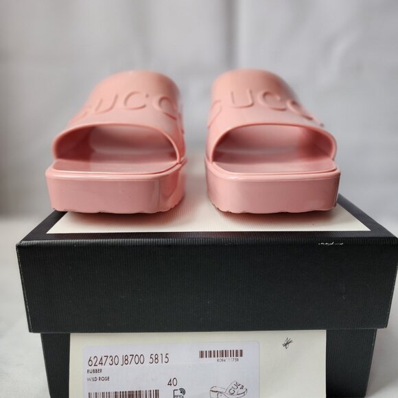 Gucci Women’s Rubber Slide Sandals (GG Embossed), Brand New, Pink, Size 40. - Picture 8 of 16